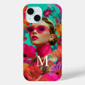 カラフルな花のモノグラムアート - 女性 Case-Mate iPhoneケース (裏面)