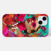 カラフルな花のモノグラムアート - 女性 Case-Mate iPhoneケース (裏面 (横))