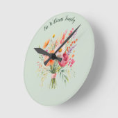 カラフルな花のルースド フラワーリ フレッシュ ジャストフォーユー ラージ壁時計 (傾斜)