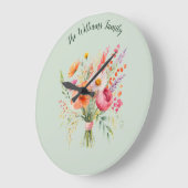 カラフルな花のルースド フラワーリ フレッシュ ジャストフォーユー ラージ壁時計 (傾斜)