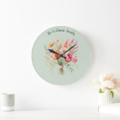 カラフルな花のルースド フラワーリ フレッシュ ジャストフォーユー ラージ壁時計 (ホーム)