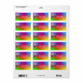 カラフルな花のローズ ボーホー モダン グラデーション トロピカル ラベル (フルシート)