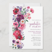 カラフルな花の卒業パーティー 招待状 (正面)