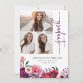 カラフルな花の卒業式 案内状 (正面)