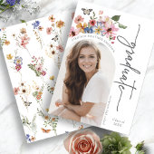 カラフルな花の卒業発表 案内状