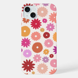 カラフルな花の大柄 iPhone 15 PLUSケース