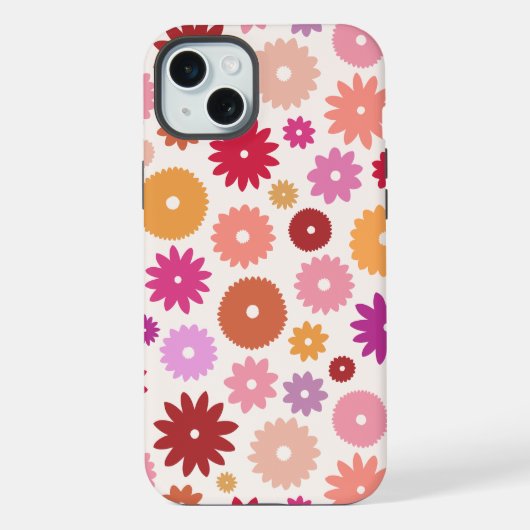 カラフルな花の大柄 iPhoneケース (裏面)