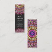 カラフルな花の幾何学的な曼荼羅 スキニー名刺 (正面/裏面)
