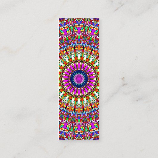 カラフルな花の幾何学的な曼荼羅 スキニー名刺 (裏面)