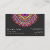カラフルな花の幾何学的な曼荼羅 名刺 (裏面)