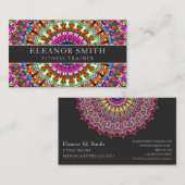 カラフルな花の幾何学的な曼荼羅 名刺 (正面/裏面)