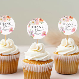 カラフルな花の感謝を伝える ラウンドシール