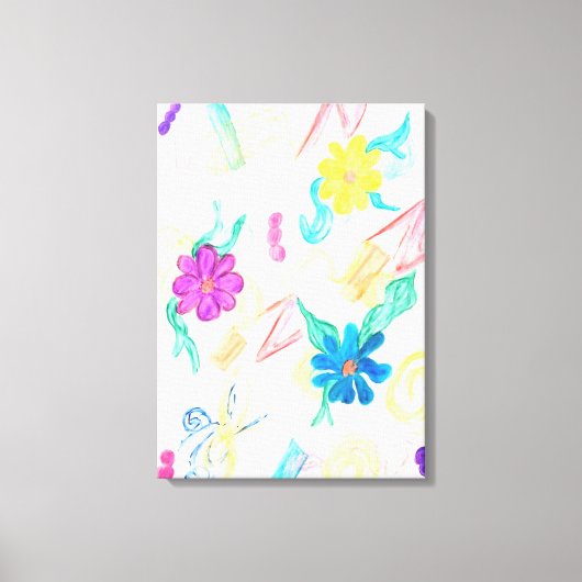 カラフルな花の抽象画 キャンバスプリント (正面)