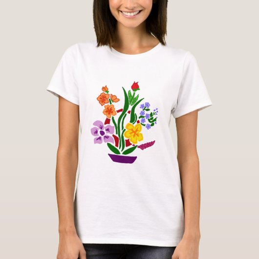 カラフルな花の抽象美術の整理 Tシャツ (正面)