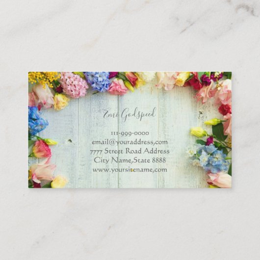 カラフルな花の明るくてカワイイデザイン 名刺 (裏面)