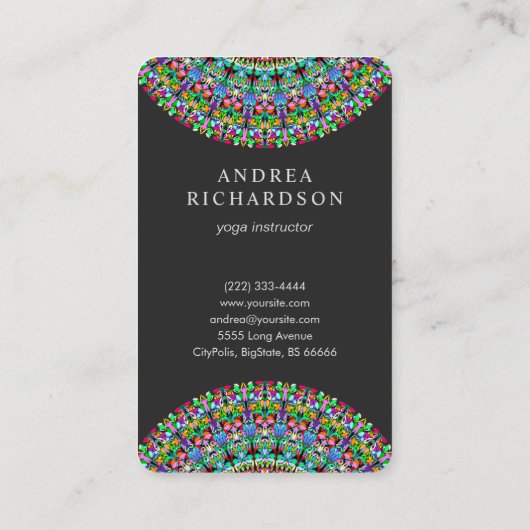 カラフルな花の曼荼羅 名刺 (裏面)