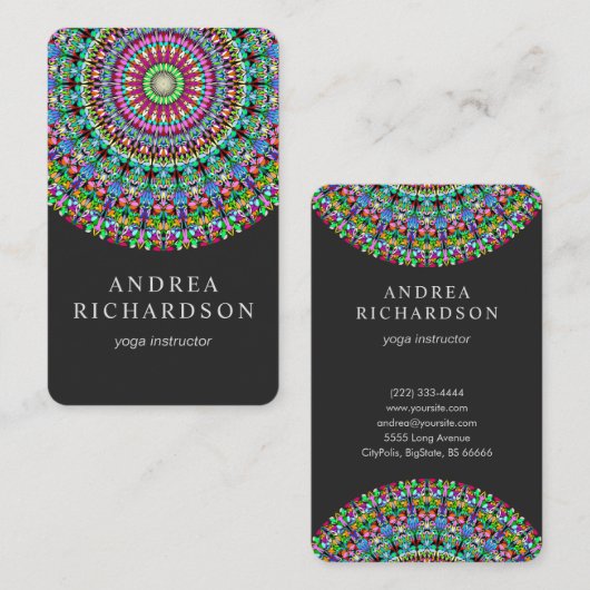 カラフルな花の曼荼羅 名刺 (正面/裏面)
