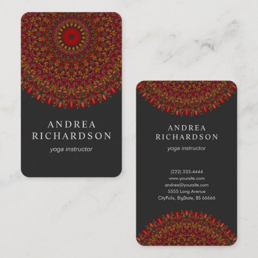 カラフルな花の曼荼羅 名刺 (正面/裏面)