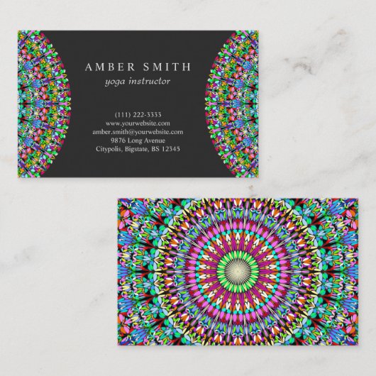 カラフルな花の曼荼羅 名刺 (正面/裏面)