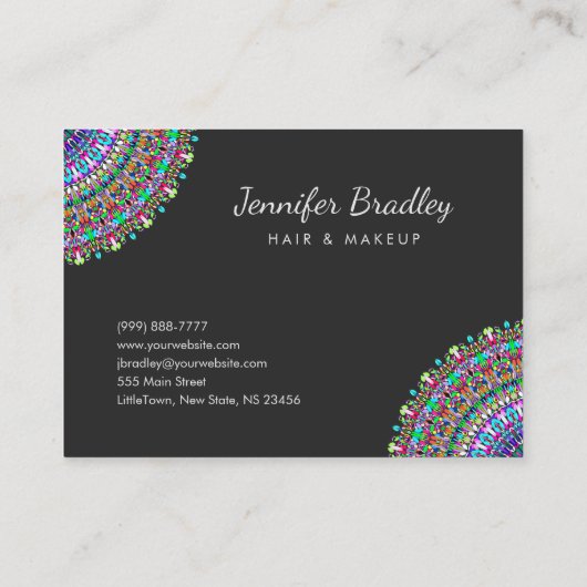 カラフルな花の曼荼羅 名刺 (裏面)