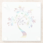 カラフルな花の木 ガラスコースター (裏面)