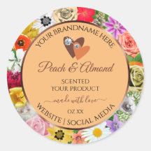 カラフルな花の桃のラベル ハート ジュエリー