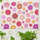 カラフルな花の模様 キッチンタオル (折り畳み)