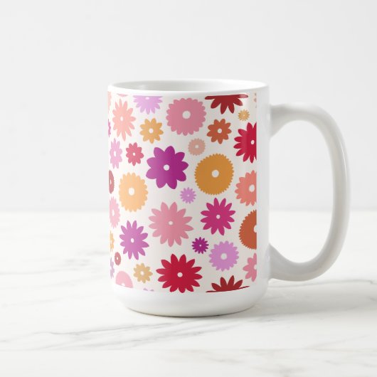 カラフルな花の模様 コーヒーマグカップ (右)
