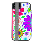 カラフルな花の模様 INCIPIO iPhoneウォレットケース (フォリオ裏面)