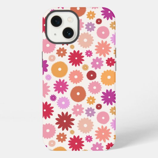 カラフルな花の模様 iPhoneケース (裏面)