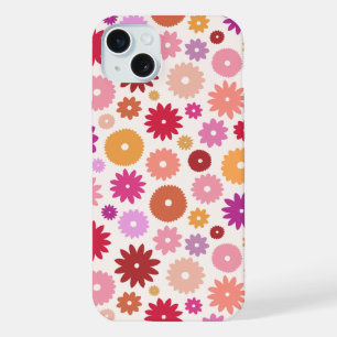 カラフルな花の模様 iPhone 15 PLUSケース