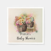 カラフルな花の樽 ベイビーシャワー スタンダードカクテルナプキン (正面)