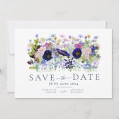 カラフルな花の水彩画のウェディング セーブザデート (正面)