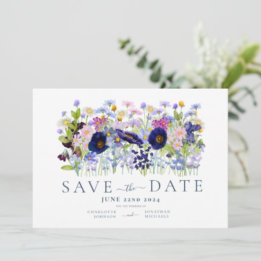 カラフルな花の水彩画のウェディング セーブザデート (スタンド正面)