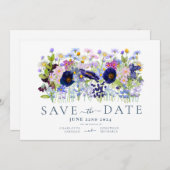 カラフルな花の水彩画のウェディング セーブザデート (正面/裏面)