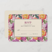 カラフルな花の水彩画の花束- RSVPを結婚すること 出欠カード (正面/裏面)
