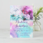 カラフルな花の水彩画 ウェディング 招待状 (スタンド正面)