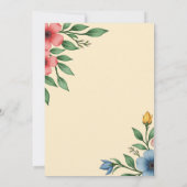 カラフルな花の水彩画 ベビーシャワーの招待状 招待状 (裏面)