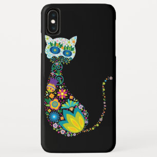 カラフルな花の猫 iPhone XS MAXケース