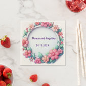 カラフルな花の結婚式のナプキンカクテル スタンダードカクテルナプキン (インサイチュ)