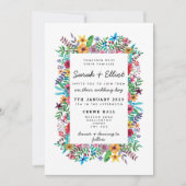 カラフルな花の結婚式招待状 招待状 (正面)