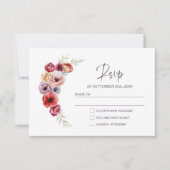 カラフルな花の結婚式RSVP 出欠カード (正面)