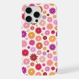 カラフルな花の繰り返しパターン iPhone 15 PRO MAXケース