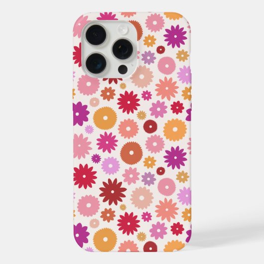 カラフルな花の繰り返しパターン iPhoneケース (裏面)