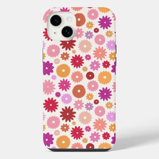 カラフルな花の繰り返しパターン iPhoneケース (裏面)