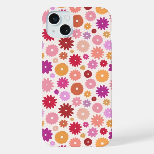 カラフルな花の繰り返しパターン iPhoneケース (裏面)
