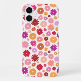 カラフルな花の繰り返しパターン iPhone 16 PLUSケース