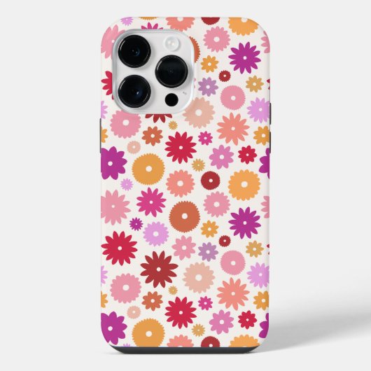 カラフルな花の繰り返しパターン iPhoneケース (裏面)