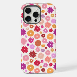 カラフルな花の繰り返しパターン iPhone 15 PRO MAXケース