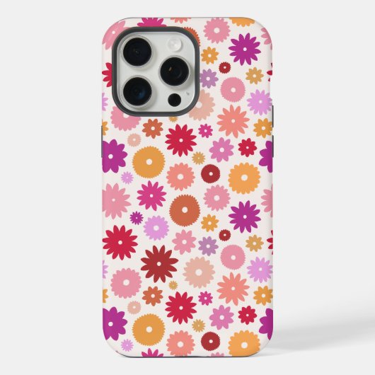 カラフルな花の繰り返しパターン iPhoneケース (裏面)